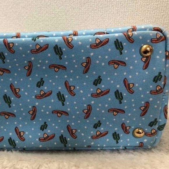 PRADA - Sombrero Print Small Canapa Tote Bag -RARE - Picture 7 of 14